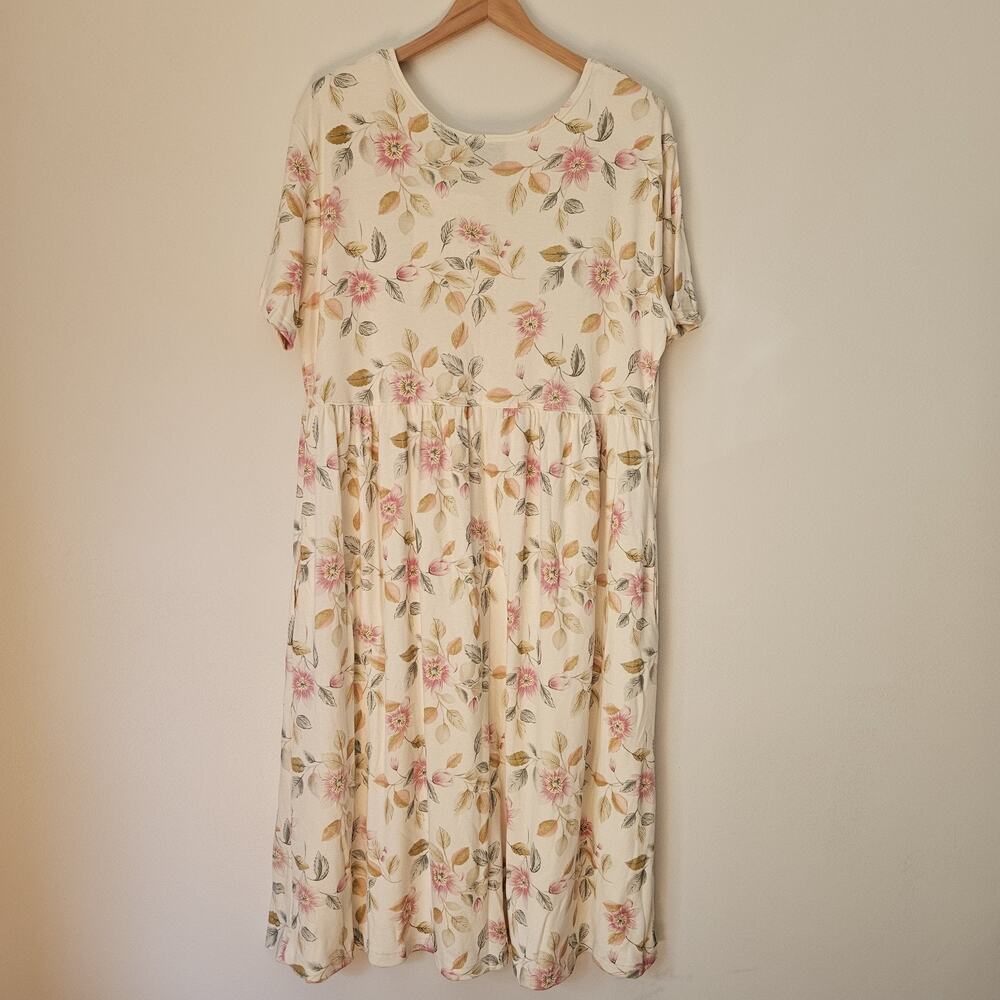 Vintage 90s Bizzit Collection Midi Dress Womens 2x Floral Cottage Prairie Pocket - Picture 9 of 15